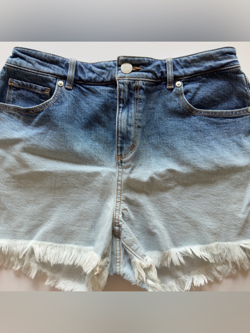 LOFT Blue and White Gradient Jean Shorts - Picture 3 of 14